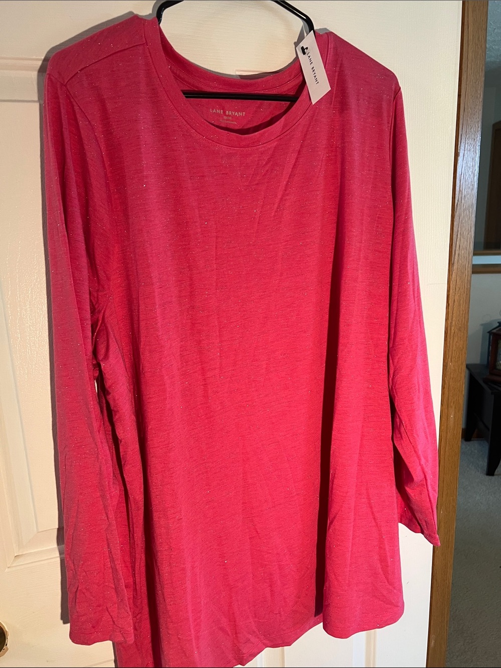 Lane Bryant Bright Pink Long Sleeve Crew Tee